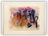 (ohne Titel) | Nr. 2980 | undatiert | Zyklus: Tiere | Aquarell/farbige Kreide | 48 x 62 (Rahmen: 65 x 80)